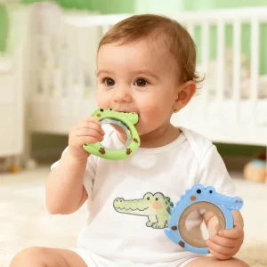 Silicone Baby Teething Rattle Toy